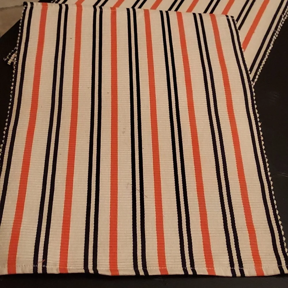 Cotton Woven Placemats Set Of 6 Cream Orange Black Stripe